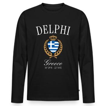 Couronne des armoiries de Delphe Grèce – Souvenir de voyage - T-shirt manches longues Premium bio Homme - noir - Devant - Nico (187cm)