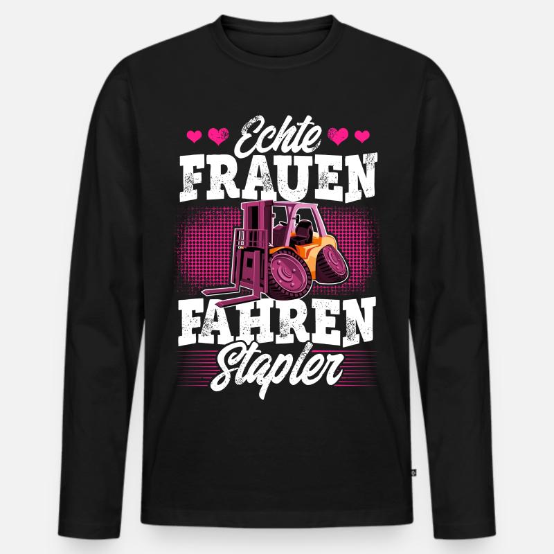 Staplerfahrerin - Männer Premium Bio Langarmshirt - Schwarz
