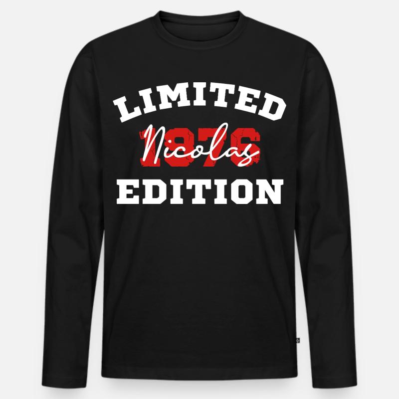 Limitierte Auflage Nicolas - Männer Premium Bio Langarmshirt - Schwarz