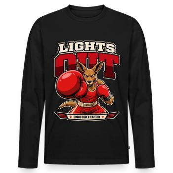 K.-O. Kangaroo – Lights Out Boxing - T-shirt manches longues Premium bio Homme - noir - Devant - Nico (187cm)