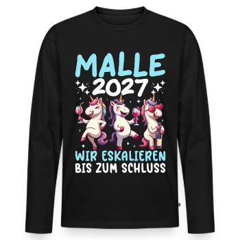 Malle 2027 We escalate to the end unicorn - Men's Premium Organic Long Sleeve Shirt - black - Front - Nico (187cm)