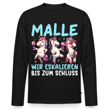 Malle We escalate to the end unicorn - Men's Premium Organic Long Sleeve Shirt - black - Front - Nico (187cm)