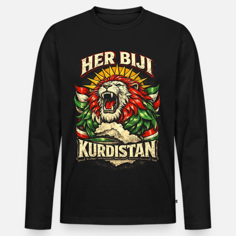 Her Biji Kurdistan Kurde Kurden - Männer Premium Bio Langarmshirt - Schwarz