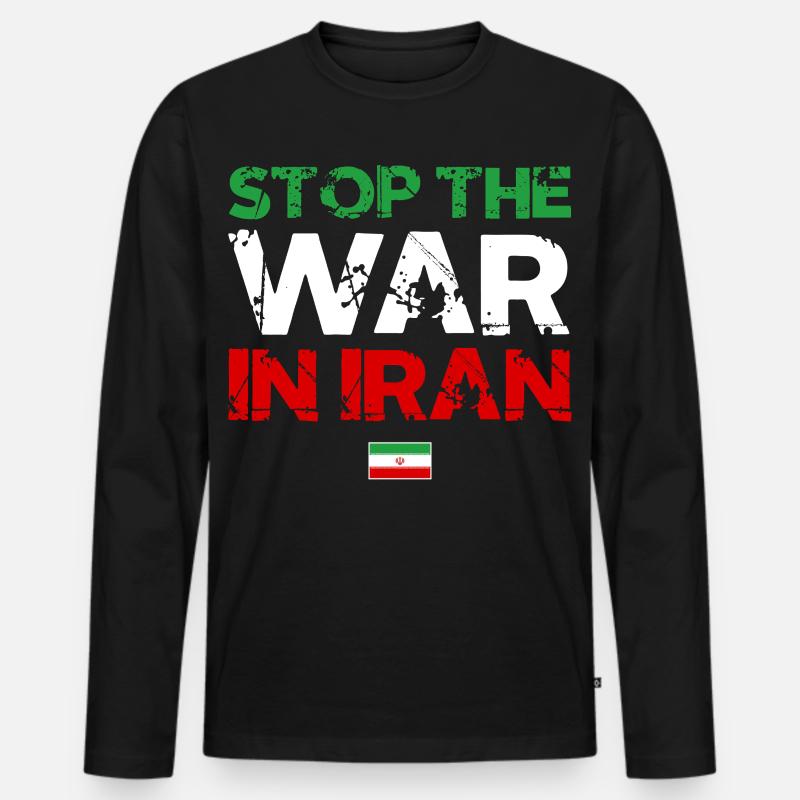 Stop den Irangkrieg - Iran Frieden - Männer Premium Bio Langarmshirt - Schwarz