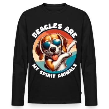 Lustige Beagle Sprüche - Männer Premium Bio Langarmshirt - Schwarz - Vorne - Nico (187cm)