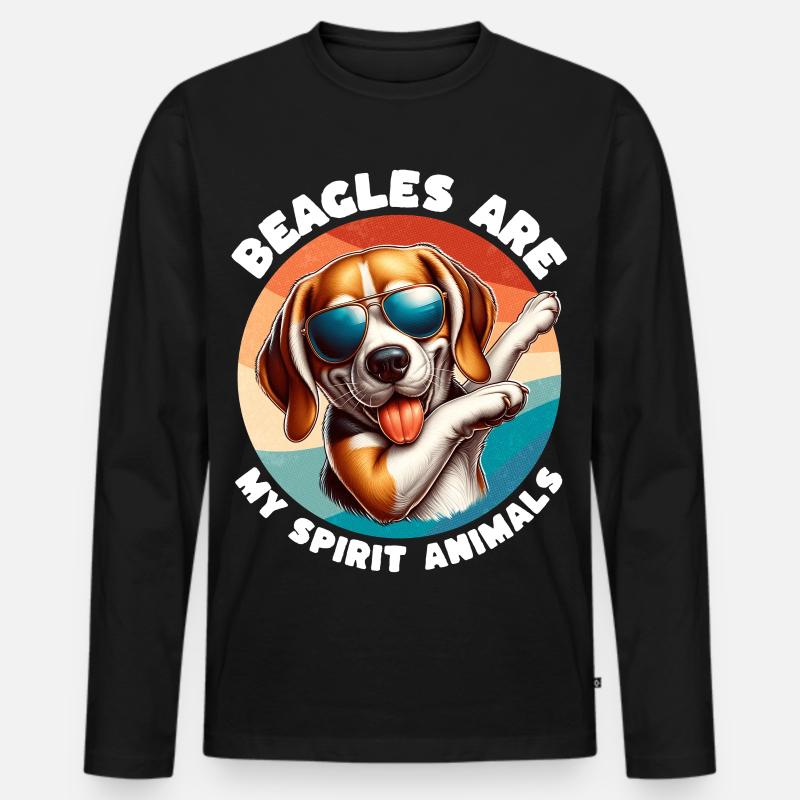 Lustige Beagle Sprüche - Männer Premium Bio Langarmshirt - Schwarz