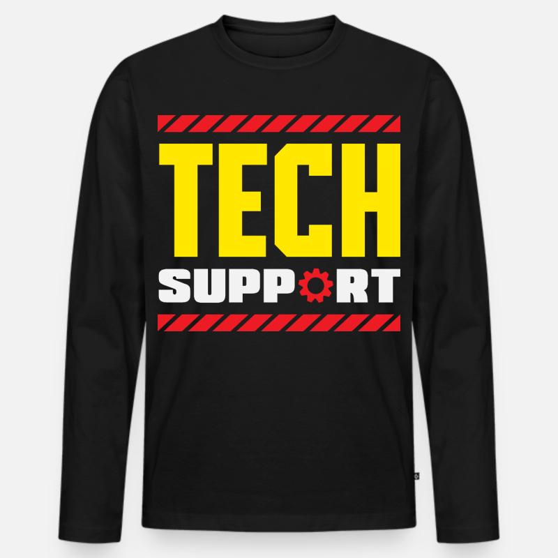 Tech Support Mitarbeiter Zahnrad Industrial - Männer Premium Bio Langarmshirt - Schwarz