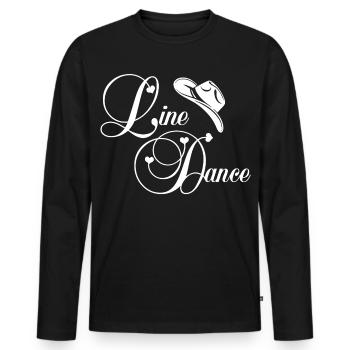 Line Dance Script Logo - Men's Premium Organic Long Sleeve Shirt - black - Front - Nico (187cm)