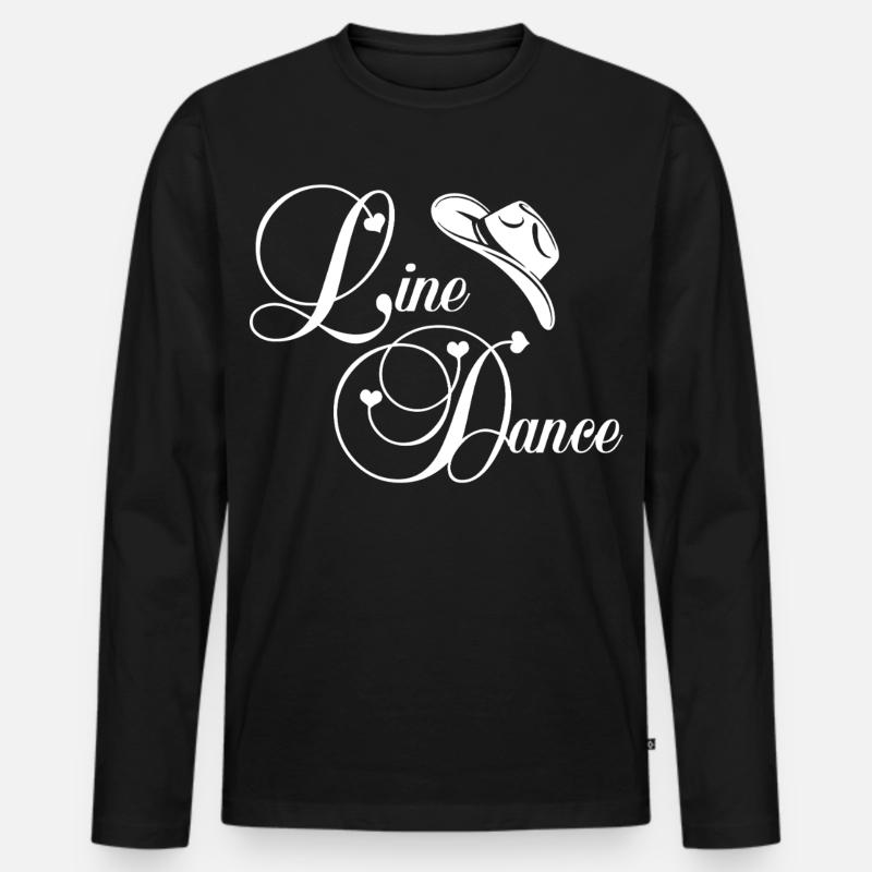 Line Dance Script Logo - Men's Premium Organic Long Sleeve Shirt - black