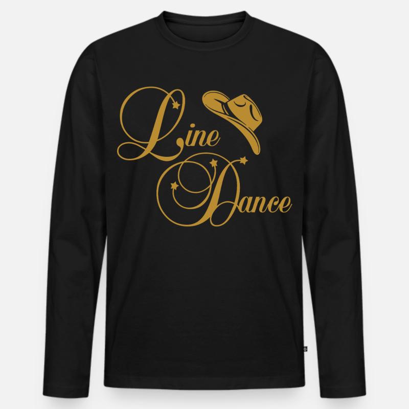 Line Dance Gold Logo - Männer Premium Bio Langarmshirt - Schwarz