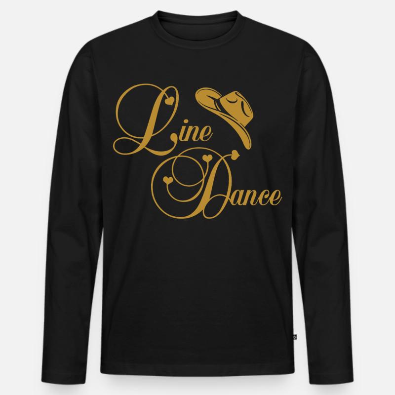 Line Dance Goldenes Logo - Männer Premium Bio Langarmshirt - Schwarz