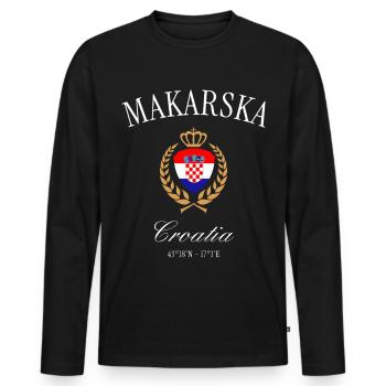 Makarska Kroatien Wappen Krone – Reise Souvenir - Männer Premium Bio Langarmshirt - Schwarz - Vorne - Nico (187cm)