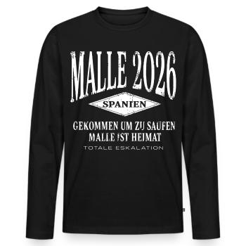 Malle 2026 gekommen um zu saufen Malle ist Heimat - Männer Premium Bio Langarmshirt - Schwarz - Vorne - Nico (187cm)