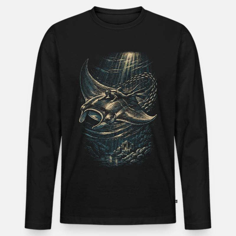 Apnoetauchen Freitauchen - Männer Premium Bio Langarmshirt - Schwarz