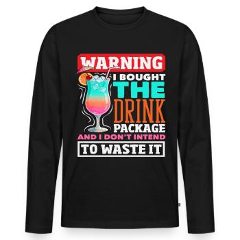 Drink Package Warning Alcohol Cruise - Men's Premium Organic Long Sleeve Shirt - black - Front - Nico (187cm)