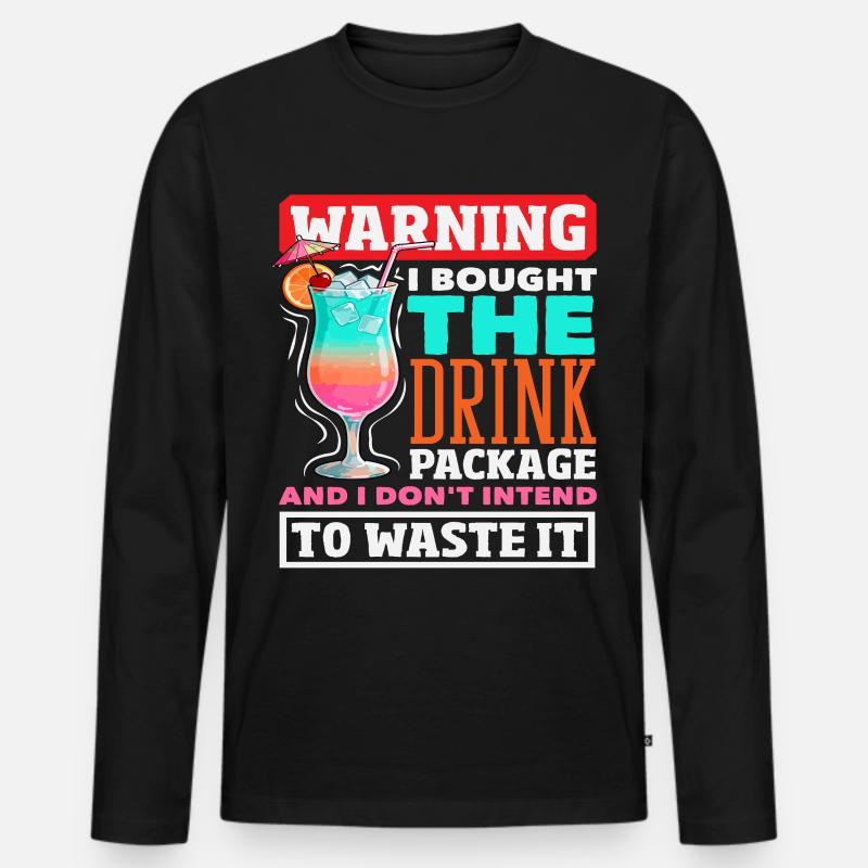 Drink Package Warning Alkohol Kreuzfahrt - Männer Premium Bio Langarmshirt - Schwarz