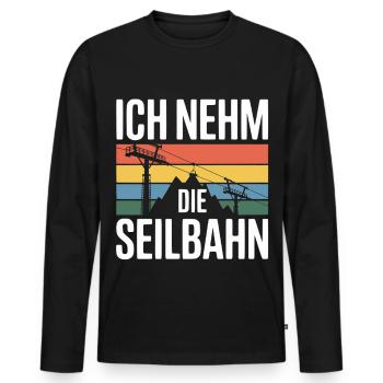 Ich nehm die Seilbahn Skilift Retro Berge - Männer Premium Bio Langarmshirt - Schwarz - Vorne - Nico (187cm)