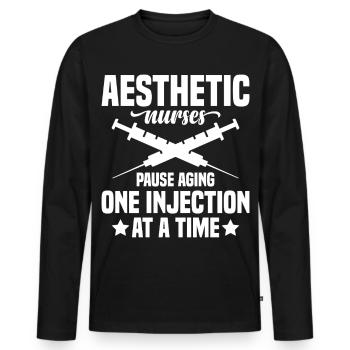  Aesthetic Nurse Injector Aging Botox Dealer - Men's Premium Organic Long Sleeve Shirt - black - Front - Nico (187cm)