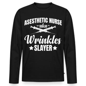  Asesthetic Nurse aka Wrinkles Slayer Botox - Men's Premium Organic Long Sleeve Shirt - black - Front - Nico (187cm)