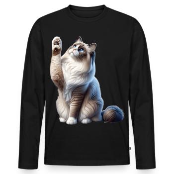 Ragdoll Katze Ragdoll Cat - Männer Premium Bio Langarmshirt - Schwarz - Vorne - Nico (187cm)