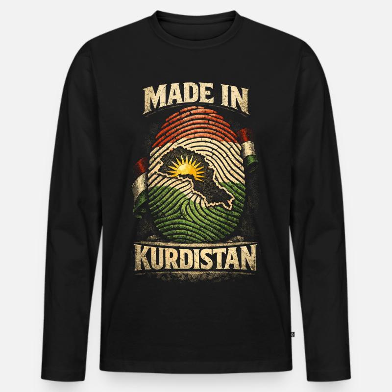 Made In Kurdistan Kurde Kurden - Männer Premium Bio Langarmshirt - Schwarz