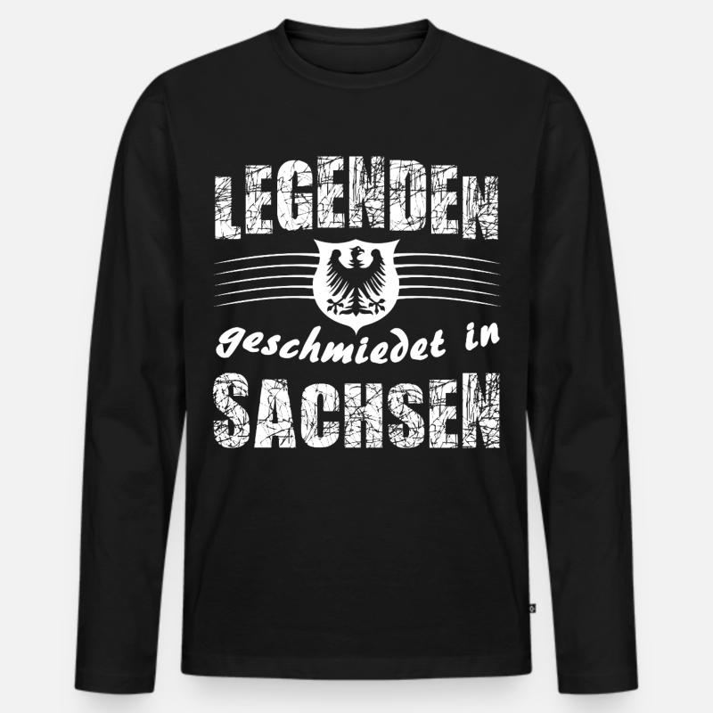 Legenden aus Sachsen - Männer Premium Bio Langarmshirt - Schwarz