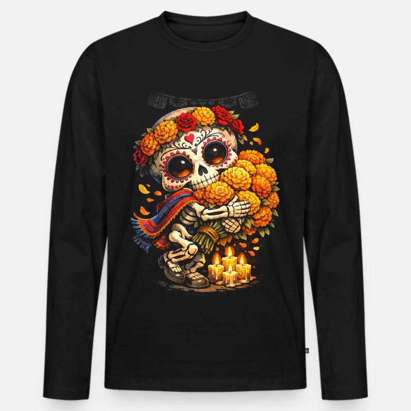 Dia De Los Muertos - Männer Premium Bio Langarmshirt - Schwarz