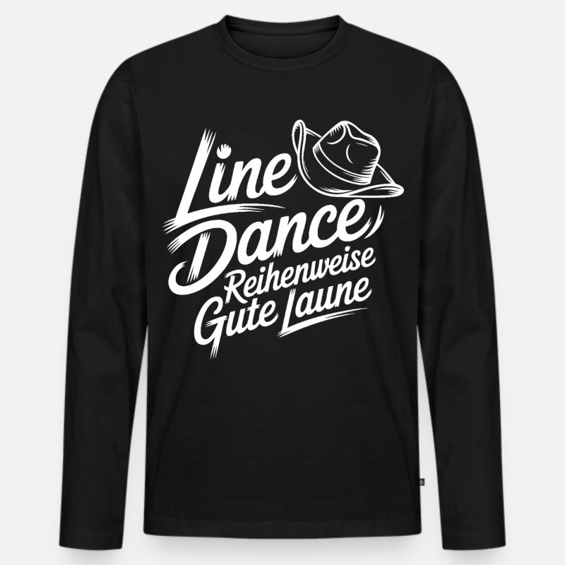 Line Dance Motiv - Männer Premium Bio Langarmshirt - Schwarz