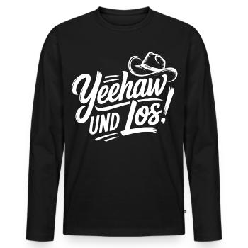 Yeehaw und Los! Western Script - Männer Premium Bio Langarmshirt - Schwarz - Vorne - Nico (187cm)