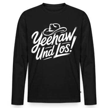 yes and go! Western Script - Men's Premium Organic Long Sleeve Shirt - black - Front - Nico (187cm)