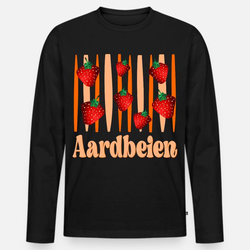 Erdbeeren pflücken - Männer Premium Bio Langarmshirt - Schwarz