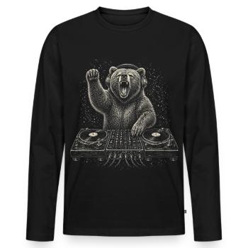 Wild Bear DJ Platine Techno Musique Cadeau - T-shirt manches longues Premium bio Homme - noir - Devant - Nico (187cm)