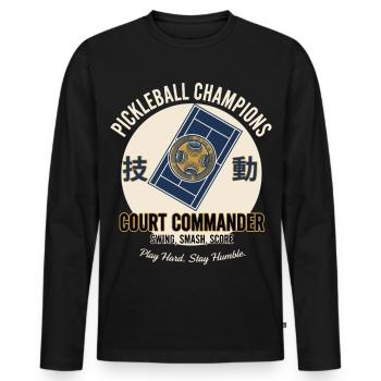 Pickleball Funny Player Love Pickle Ball Court - Men's Premium Organic Long Sleeve Shirt - black - Front - Nico (187cm)