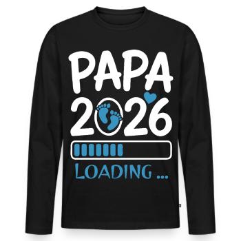 Cadeau drôle Papa Papa 2026 - T-shirt manches longues Premium bio Homme - noir - Devant - Nico (187cm)
