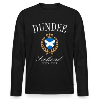 Dundee Schottland Wappen Krone – Reise Souvenir - Männer Premium Bio Langarmshirt - Schwarz - Vorne - Nico (187cm)