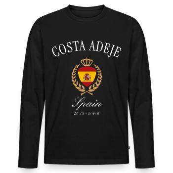 Costa Adeje Teneriffa Wappen – Reise Souvenir - Männer Premium Bio Langarmshirt - Schwarz - Vorne - Nico (187cm)