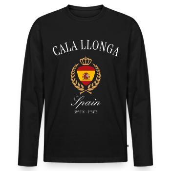 Cala Llonga Ibiza Spanien Wappen – Reise Souvenir - Männer Premium Bio Langarmshirt - Schwarz - Vorne - Nico (187cm)