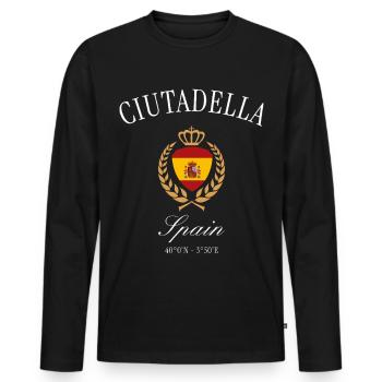 Ciutadella Menorca Spanien Wappen – Reise Souvenir - Männer Premium Bio Langarmshirt - Schwarz - Vorne - Nico (187cm)