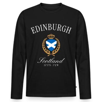 Couronne des armoiries d’Édimbourg, Écosse – Souvenir de voyage - T-shirt manches longues Premium bio Homme - noir - Devant - Nico (187cm)