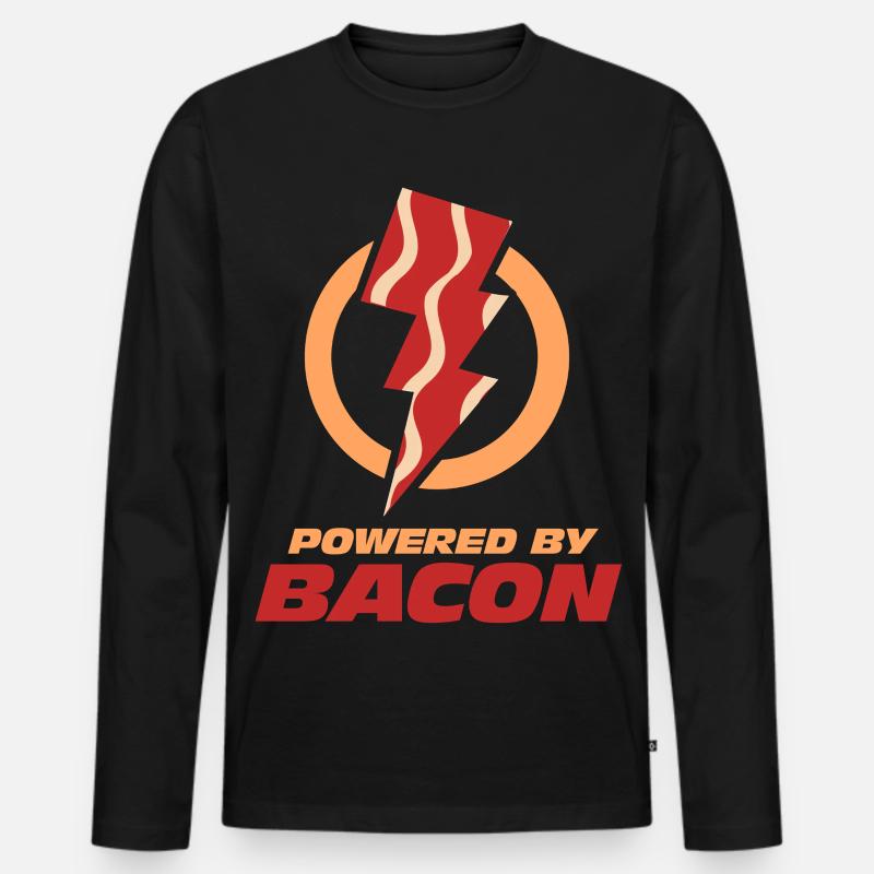 Angetrieben von Bacon Lightning Bolt - Männer Premium Bio Langarmshirt - Schwarz