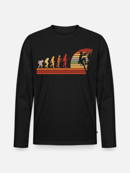Evolution of Climbing Retro Design - Men's Premium Organic Long Sleeve Shirt - black