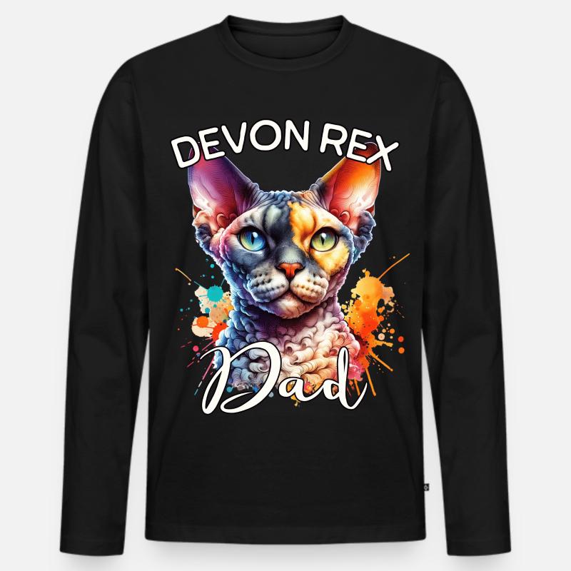 Devon Rex Papa - Männer Premium Bio Langarmshirt - Schwarz