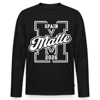 Malle 2026 Mallorca Holidays 2026 - Men's Premium Organic Long Sleeve Shirt - black - Front - Nico (187cm)