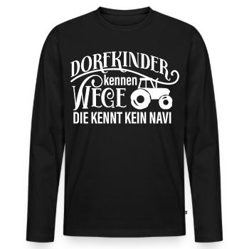 Dorfkinder wissen mehr als jedes Navi - Männer Premium Bio Langarmshirt - Schwarz - Vorne - Nico (187cm)