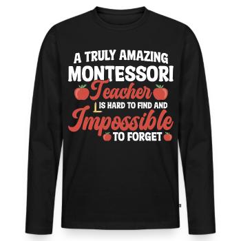  Montessori Method School Employee Montessori - Men's Premium Organic Long Sleeve Shirt - black - Front - Nico (187cm)