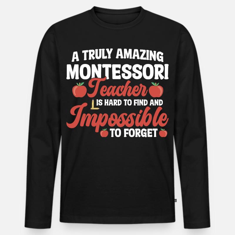 Montessori-Methode-Schulmitarbeiter Montessori - Männer Premium Bio Langarmshirt - Schwarz