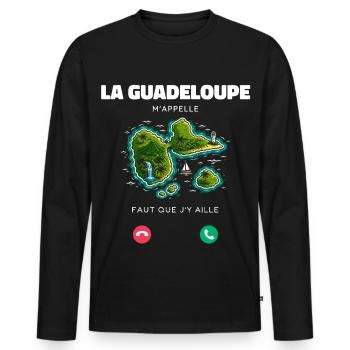 La Guadeloupe M’appelle Faut Que J’y Aille Humour - T-shirt manches longues Premium bio Homme - noir - Devant - Nico (187cm)