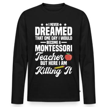 Montessori Teacher Method Education Montessori - Men's Premium Organic Long Sleeve Shirt - black - Front - Nico (187cm)