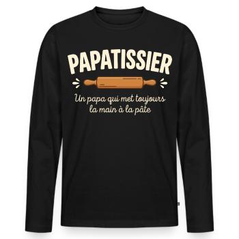 Vater Konditor Bäcker Humor Papâtissier - Männer Premium Bio Langarmshirt - Schwarz - Vorne - Nico (187cm)
