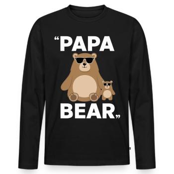 Papa Ours - Meilleure fête des pères - T-shirt manches longues Premium bio Homme - noir - Devant - Nico (187cm)